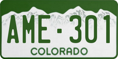CO license plate AME301