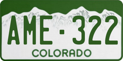 CO license plate AME322