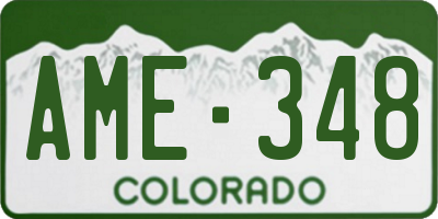 CO license plate AME348
