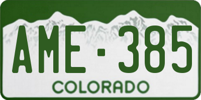 CO license plate AME385