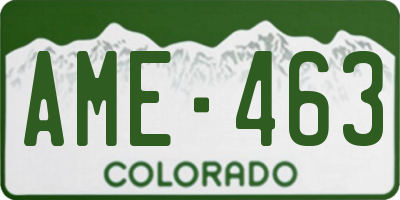 CO license plate AME463