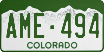 CO license plate AME494