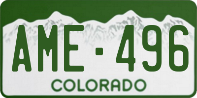 CO license plate AME496