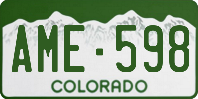 CO license plate AME598