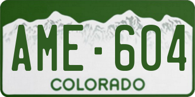 CO license plate AME604