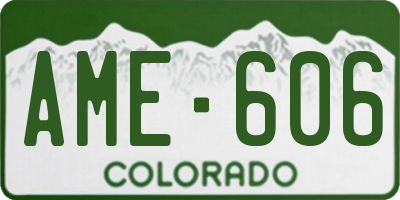 CO license plate AME606