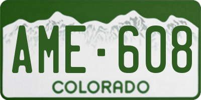 CO license plate AME608