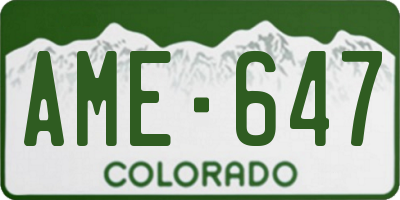 CO license plate AME647