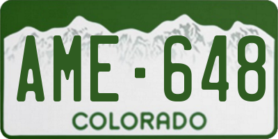 CO license plate AME648