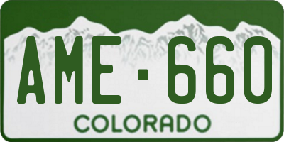 CO license plate AME660