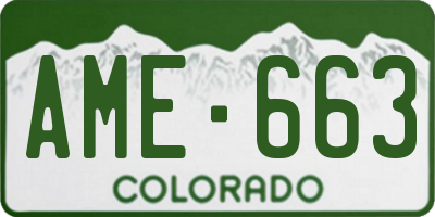 CO license plate AME663