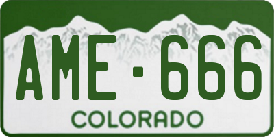 CO license plate AME666