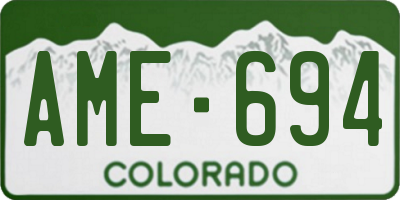 CO license plate AME694