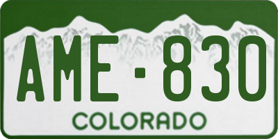 CO license plate AME830
