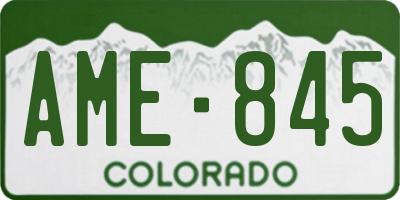 CO license plate AME845