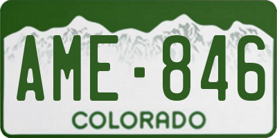 CO license plate AME846