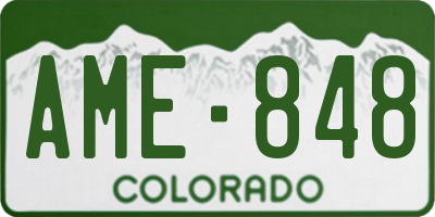 CO license plate AME848