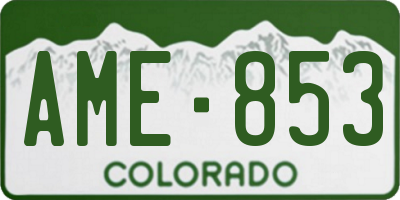 CO license plate AME853