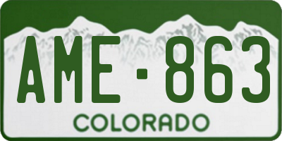 CO license plate AME863