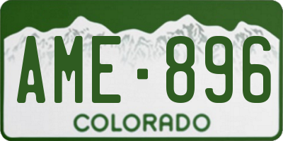 CO license plate AME896