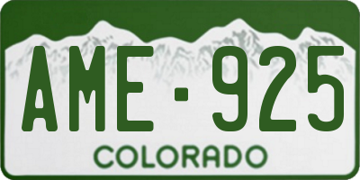 CO license plate AME925