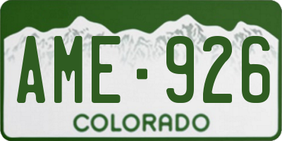 CO license plate AME926