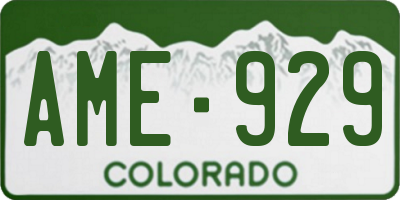 CO license plate AME929