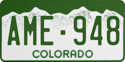 CO license plate AME948