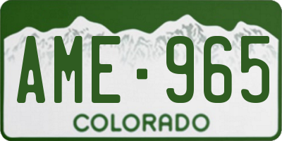 CO license plate AME965