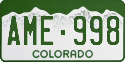 CO license plate AME998