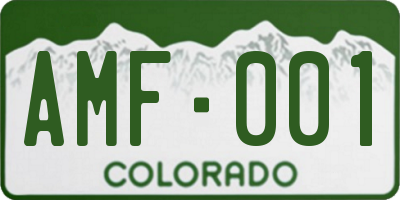 CO license plate AMF001