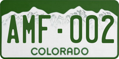 CO license plate AMF002
