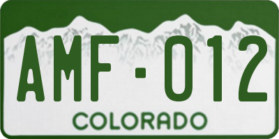 CO license plate AMF012