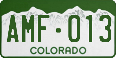 CO license plate AMF013
