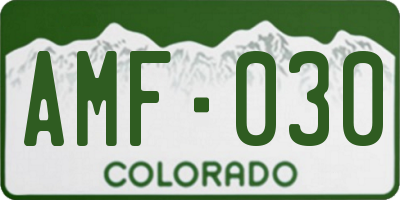 CO license plate AMF030