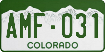CO license plate AMF031