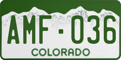 CO license plate AMF036
