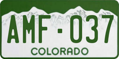 CO license plate AMF037