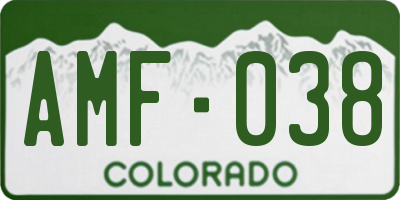 CO license plate AMF038