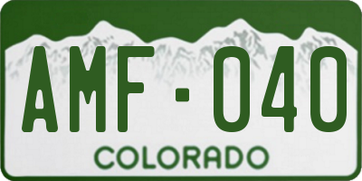 CO license plate AMF040