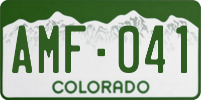 CO license plate AMF041
