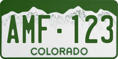 CO license plate AMF123