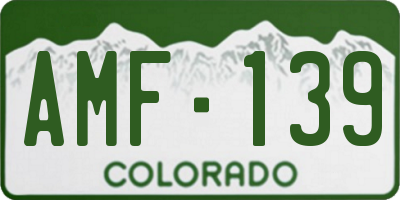 CO license plate AMF139