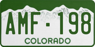 CO license plate AMF198