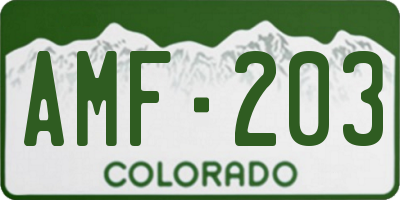 CO license plate AMF203