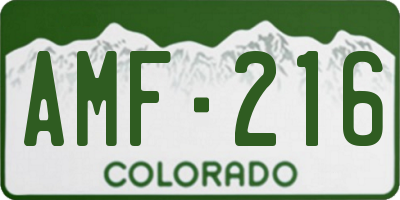 CO license plate AMF216