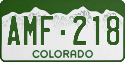 CO license plate AMF218