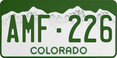 CO license plate AMF226