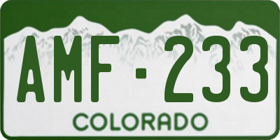 CO license plate AMF233