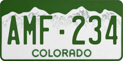 CO license plate AMF234